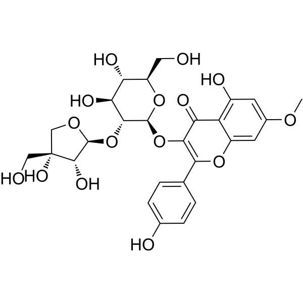 Rhamnocitrin 3-apiosyl-(1->2)-glucoside structure