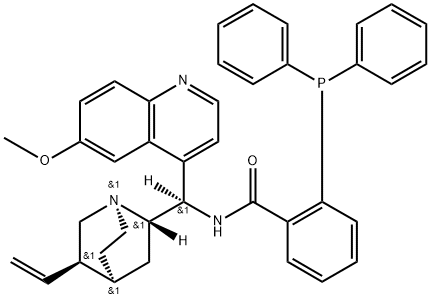 2-(二苯基膦基)-N-((R)-(6-甲氧基喹啉-4-基)((1S,2S,4S,5R)-5-乙烯基奎宁环-2-基)甲基)苯甲酰胺结构式