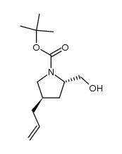 (3R,5S)-3-allyl-1-(tert-butyloxycarbonyl)-5-hydroxymethylpyrrolidine Structure