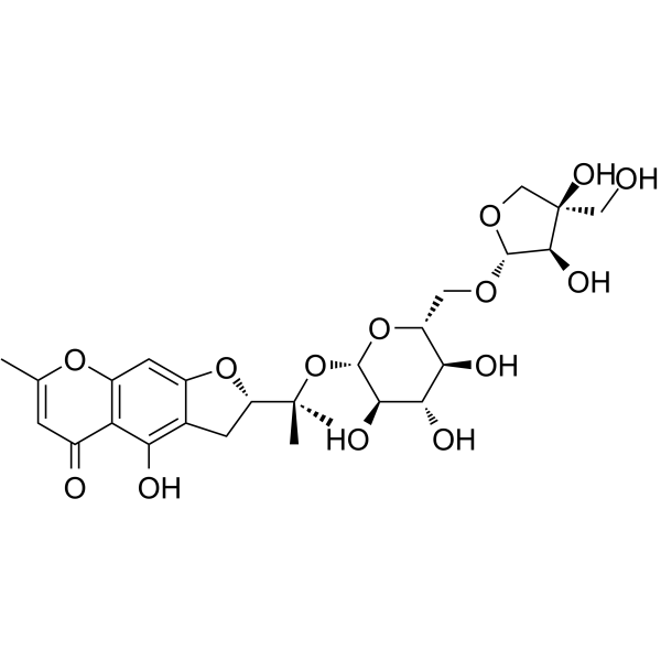 (2′S)-4′-O-β-D-apiofuranosyl-(1→6)-O-β-D-glucopyranosylvisamminol structure