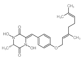 (6S)-3-[[4-[(2E)-3,7-dimethylocta-2,6-dienoxy]phenyl]methylidene]-1,4-dihydroxy-6-methyl-piperazine-2,5-dione Structure