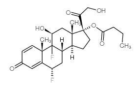 6a,9-二氟-11b,17,21-三羟基孕甾-1,4-二烯-3,20-二酮 17-丁酸酯结构式