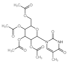 2,4(1H,3H)-Pyrimidinedione,5-methyl-1-(2,3,4,6-tetra-O-acetyl-b-D-glucopyranosyl)- Structure