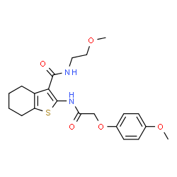 N-(2-methoxyethyl)-2-(2-(4-methoxyphenoxy)acetamido)-4,5,6,7-tetrahydrobenzo[b]thiophene-3-carboxamide结构式