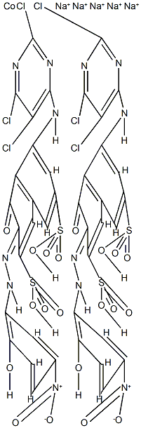 二[4(羟基)-3-[[2-(羟基-5-硝基苯基]偶氮]-5-[(2,5,6-三氯-4-嘧啶基)氨基]-2,7-萘二磺酸根合(4-)]钴酸(5-)五钠结构式