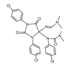 1,3-Bis(4-chlorphenyl)-5-[N-(4-chlorphenyl)-N',N'-dimethylureido]-5-[(dimethylamino)methylenamino]-2,4-imidazolidindion Structure