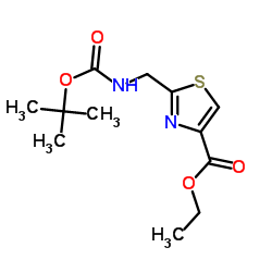 2-((叔丁氧羰基氨基)甲基)噻唑-4-甲酸乙酯结构式