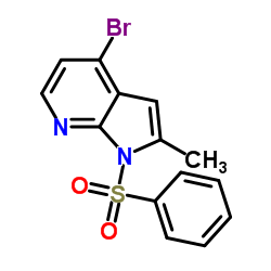 1-(苯磺酰基)-4-溴-2-甲基-1H-吡咯并[2,3-b]吡啶结构式