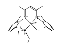 N,N′′-[双(2,6-二甲基苯基)-1,3-二甲基-1,3-丙二叉基](甲基)(三乙基膦)钯(II)结构式