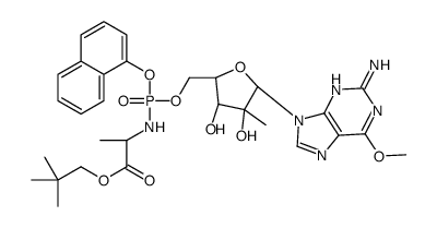 N-(2'-C-甲基-6-O-甲基-P-1-萘基-5'-鸟苷酰基)-L-丙氨酸 2,2-二甲基丙酯结构式