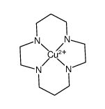 [Cu(1,4,8,11-tetra-azacyclotetradecane)](2+)结构式