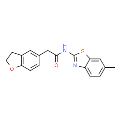 2-(2,3-二氢苯并呋喃-5-基)-N-(6-甲基苯并[D]噻唑-2-基)乙酰胺结构式