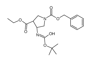 (3S,4r)-1-苄基-3-乙基 4-((叔丁氧基羰基)氨基)吡咯烷-1,3-二羧酸结构式
