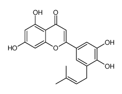 2-[3,4-dihydroxy-5-(3-methylbut-2-enyl)phenyl]-5,7-dihydroxychromen-4-one结构式