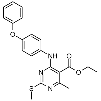 4-甲基-2-(甲硫基)-6-((4-苯氧基苯基)氨基)嘧啶-5-甲酸乙酯结构式