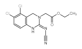 (2-氰基亚氨基-5,6-二氯-1,2,3,4-四氢喹唑啉-3-基)乙酸乙酯结构式