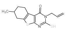 3-烯丙基-2-疏基-7-甲基-5,6,7,8-四氢-3H-苯并[4,5]噻吩并[3,2-d]嘧啶-4-酮结构式