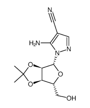 5-amino-1-(2,3-O-isopropylidene-β-D-ribofuranosyl)pyrazole-4-carbonitrile Structure