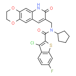 Benzo[b]thiophene-2-carboxamide, 3-chloro-N-cyclopentyl-6-fluoro-N-[(2,3,6,7-tetrahydro-7-oxo-1,4-dioxino[2,3-g]quinolin-8-yl)methyl]- (9CI) Structure