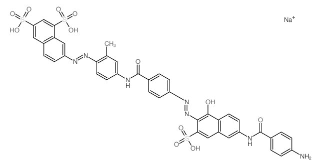 1,3-Naphthalenedisulfonicacid,7-[2-[4-[[4-[2-[6-[(4-aminobenzoyl)amino]-1-hydroxy-3-sulfo-2-naphthalenyl]diazenyl]benzoyl]amino]-2-methylphenyl]diazenyl]-,sodium salt (1:3) Structure