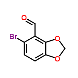 5-溴-1,3-苯并二氧杂环戊二烯-4-甲醛结构式