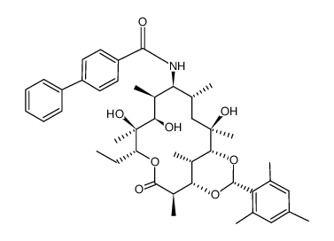 N-((1S,2R,5R,6S,7R,8S,9S,10R,12R,13R,15R,17S)-5-ethyl-6,7,12-trihydroxy-15-mesityl-2,6,8,10,12,17-hexamethyl-3-oxo-4,14,16-trioxabicyclo[11.3.1]heptadecan-9-yl)-[1,1'-biphenyl]-4-carboxamide Structure