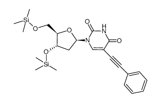 5-(phenylethynyl)-1-((2R,4S,5R)-4-((trimethylsilyl)oxy)-5-(((trimethylsilyl)oxy)methyl)tetrahydrofuran-2-yl)pyrimidine-2,4(1H,3H)-dione Structure