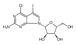4-CHLORO-5-IODO-7-SS-D-RIBOFURANOSYL-7H-PYRROLO[2,3-D]PYRIMIDIN-2-AMINE结构式