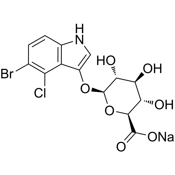 5-溴-4-氯-3-吲哚基β-D-葡萄糖苷酸钠盐结构式