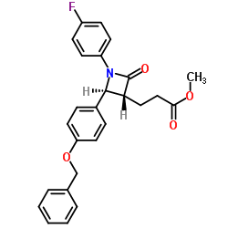 Methyl (3R,4S)-1-(4-fluorophenyl)-2-oxo-4-[4-(phenylmethoxy)phenyl]-3-azetidinepropanoate structure