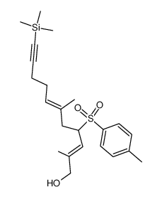 (2E,6E)-2,6-dimethyl-4-tosyl-11-(trimethylsilyl)undeca-2,6-dien-10-yn-1-ol结构式