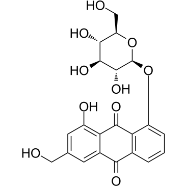 芦荟大黄素-8-O-葡萄糖苷结构式