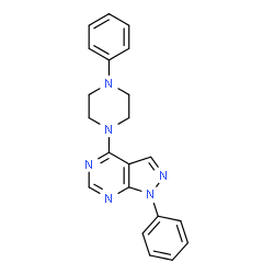 1-phenyl-4-(4-phenylpiperazin-1-yl)-1H-pyrazolo[3,4-d]pyrimidine Structure