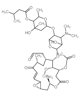 Leucomycin V,9-deoxy-12,13-epoxy-12,13-dihydro-9-oxo-, 3-acetate 4B-(3-methylbutanoate),(12S,13S)- structure