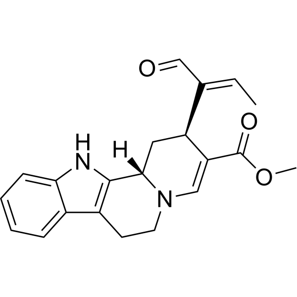 (15S,16E)-16,17,20,21-Tetradehydro-16-formyl-18,19-secoyohimban-19-oic acid methyl ester结构式