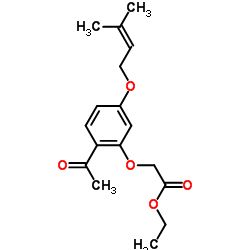 2'-乙氧基羰基甲氧基-4'-(3-甲基-2-丁烯氧基)苯乙酮结构式