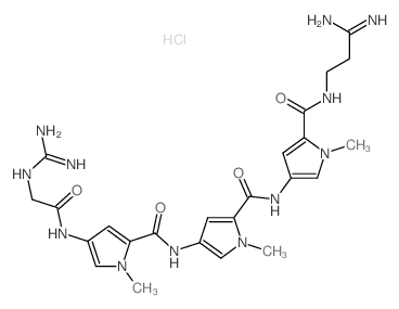 1H-Pyrrole-2-carboxamide,4-[[[4-[[2-[(aminoiminomethyl)amino]acetyl]amino]-1-methyl-1H-pyrrol-2-yl]carbonyl]amino]-N-[5-[[(3-amino-3-iminopropyl)amino]carbonyl]-1-methyl-1H-pyrrol-3-yl]-1-methyl-,hydr结构式
