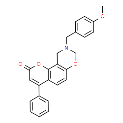 9-[(4-methoxyphenyl)methyl]-4-phenyl-8,10-dihydropyrano[2,3-f][1,3]benzoxazin-2-one结构式