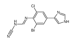 N-Cyano-N'-[4-(imidazol-4-yl)-2-chloro-6-bromo-phenyl]-formamidine结构式