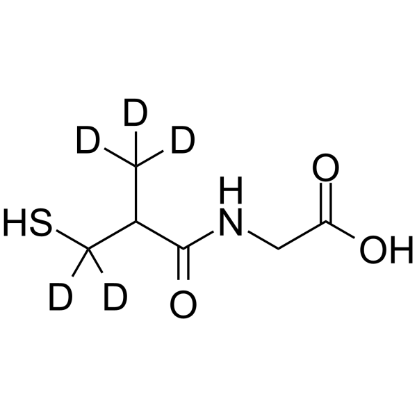 N-(3-巯基-2-甲基丙酰基)甘氨酸-d5结构式