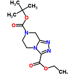 7-Boc-5,6,7,8-四氢-1,2,4-三唑并[4,5-a]吡嗪-3-甲酸乙酯结构式