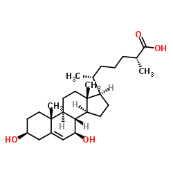 (3β,7β,25R)-3,7-Dihydroxycholest-5-en-26-oic acid Structure