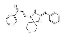 (E)-3-(2-anilino-1-thia-3,4-diazaspiro[4.5]dec-2-en-4-yl)-1-phenylprop-2-en-1-one结构式
