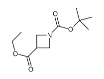 1-(叔丁氧基羰基)氮杂丁烷-3-羧酸乙酯结构式