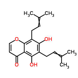 5,7-二羟基-6,8-二异戊烯基色原酮结构式