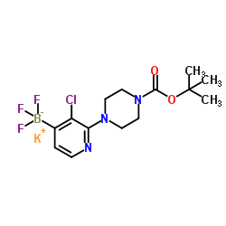 potassium (2-(4-(tert-butoxycarbonyl)piperazin-1-yl)-3-chloropyridin-4-yl)trifluoroborate structure