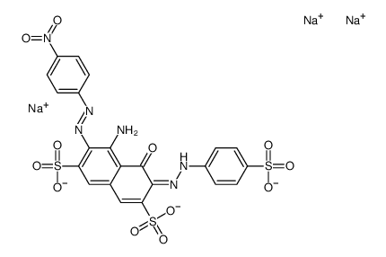 trisodium 4-amino-5-hydroxy-3-[(4-nitrophenyl)azo]-6-[(4-sulphonatophenyl)azo]naphthalene-2,7-disulphonate结构式