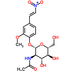 2-甲氧基-4-乙烯硝基苯-N-乙酰-B-D-氨基葡萄糖苷结构式