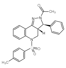 2H-Pyrazolo(4,3-c)quinoline, 3,3a,4,5-tetrahydro-2-acetyl-5-((4-methyl phenyl)sulfonyl)-3-phenyl-, cis-结构式