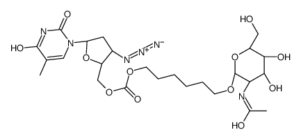 6-[(2R,3R,4R,5S,6R)-3-acetamido-4,5-dihydroxy-6-(hydroxymethyl)oxan-2-yl]oxyhexyl [(2S,3S,5R)-3-azido-5-(5-methyl-2,4-dioxopyrimidin-1-yl)oxolan-2-yl]methyl carbonate结构式